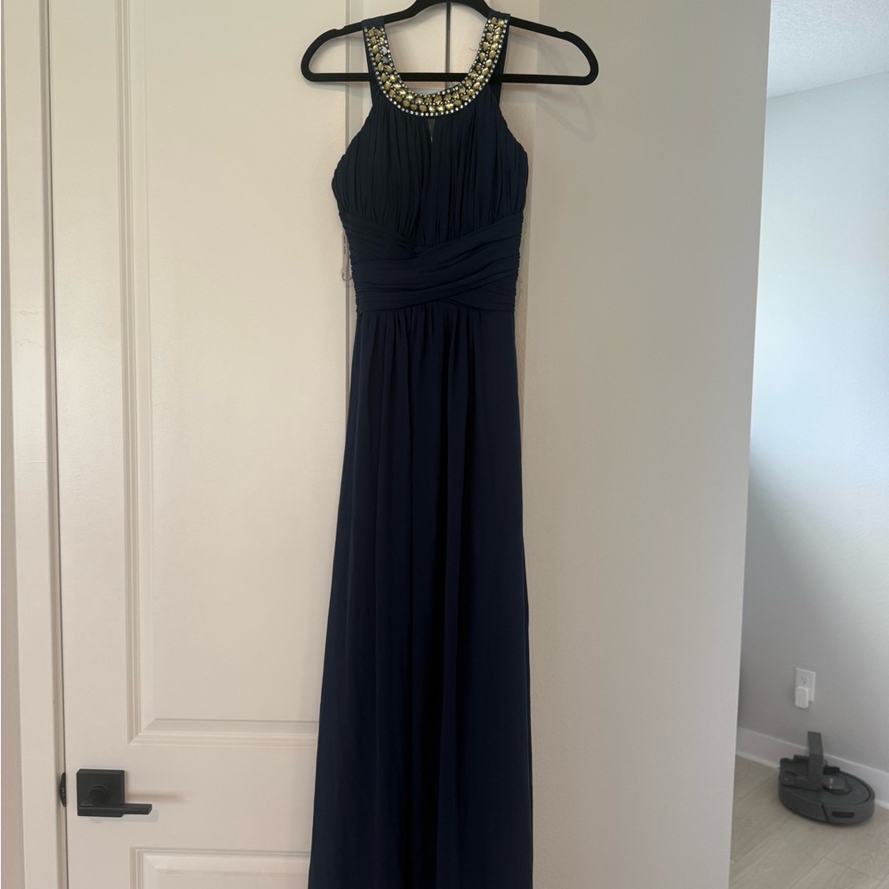 Elegant Navy Blue Evening Gown